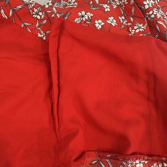 Banana Republic Red Floral Print Strappy Flounce Belted Midi Sundress SZ‎ 10-12 - Picture 13 of 14